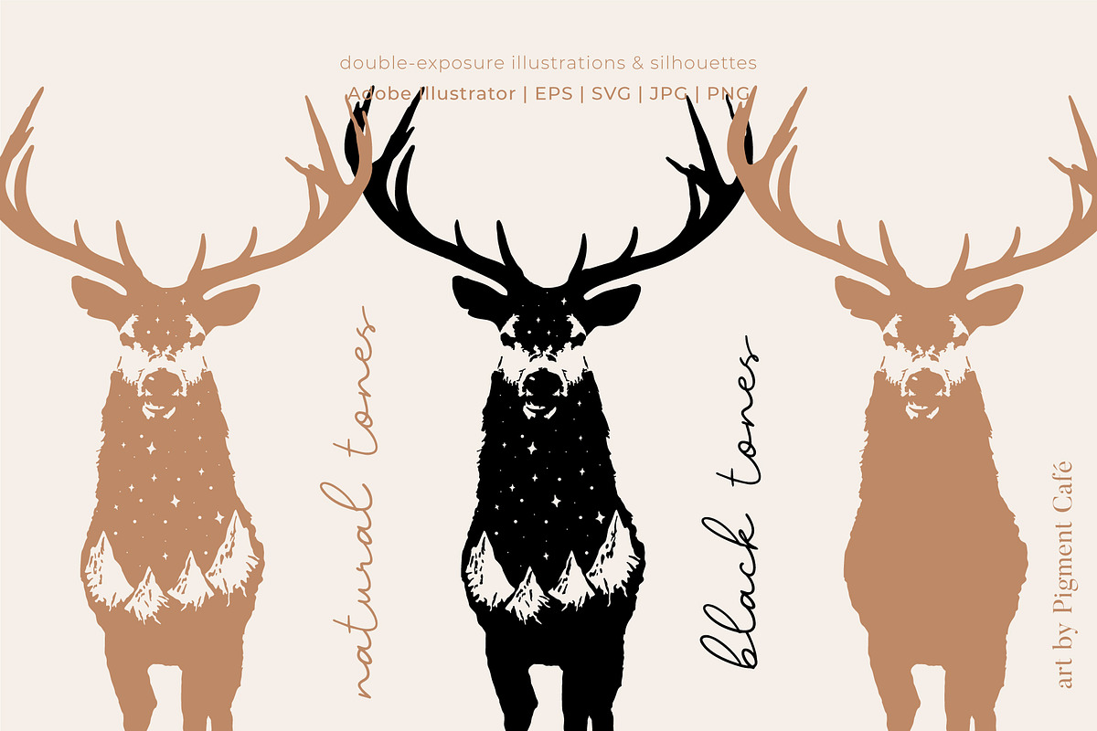 Double Exposure Wildlife & Camping, an Animal Illustration by Pigment Café (Photo 2 of 5)
