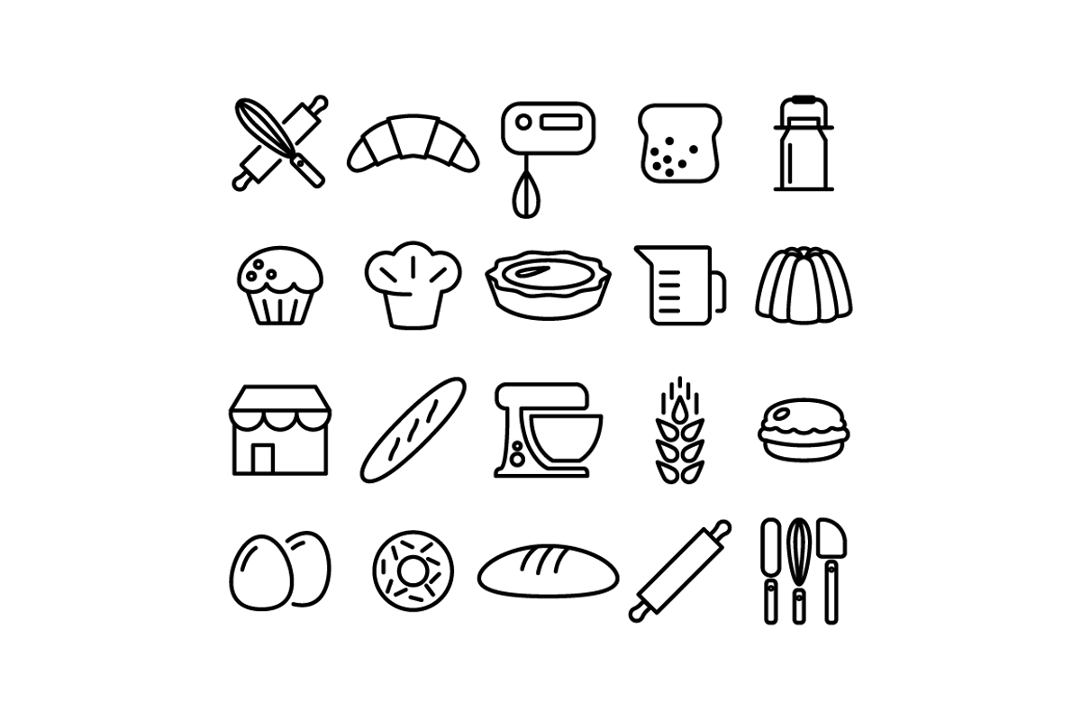 BAKERY - vector line icons, an Outline Icon by marusdesign (Photo 2 of 2)