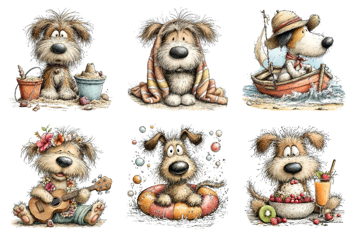 Whimsical Summer Dogs Clipart, an Illustration by Dream Creation (Photo 4 of 6)