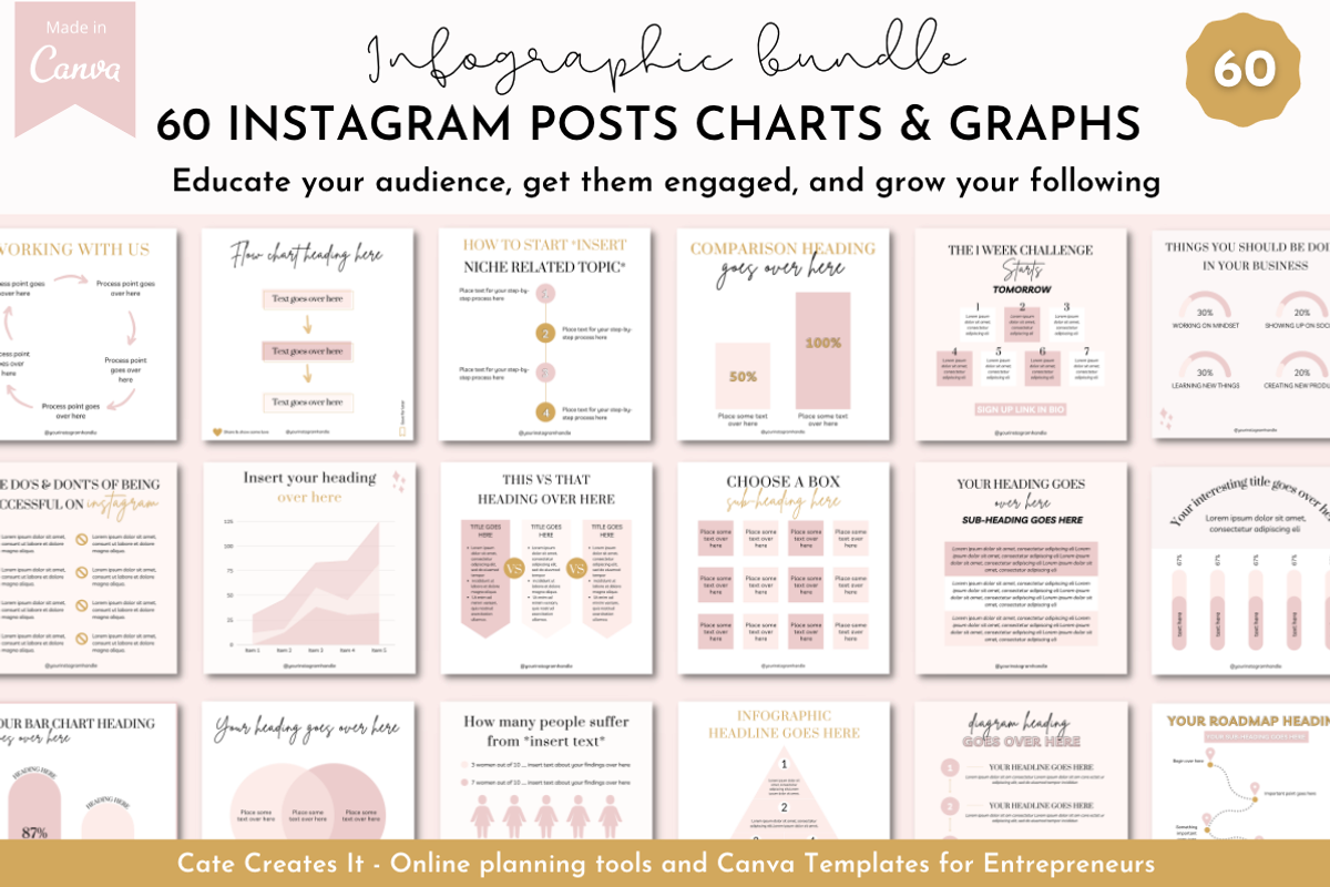 Charts and Graphs Instagram Posts, a Social Media Template by Cate Creates