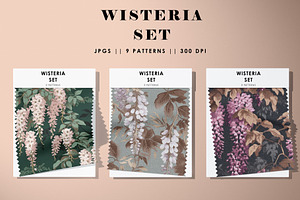 Wisteria Floral Set of 9 Patterns, a Pattern Graphic by Ninterints