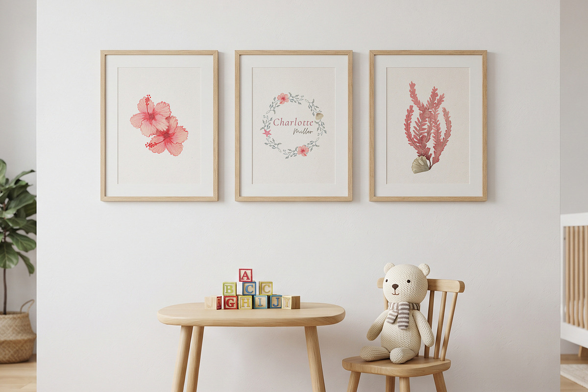 Custom Name Nursery Wall Art Set, a Decorative Illustration by Nadia Semyroz (Photo 1 of 7)