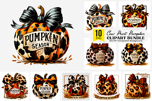 Cow Print Pumpkin Season PNG Bundle, a Graphic by Clipart Bloom