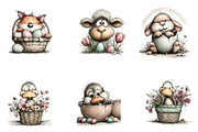 Cute peeking Easter animals clipart, an Illustration by CreationArt (Thumbnail 7 of 7)