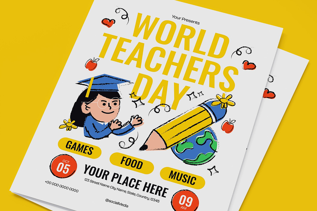 World Teachers Day Flyer, a Flyer Template by graphicook (Photo 2 of 3)