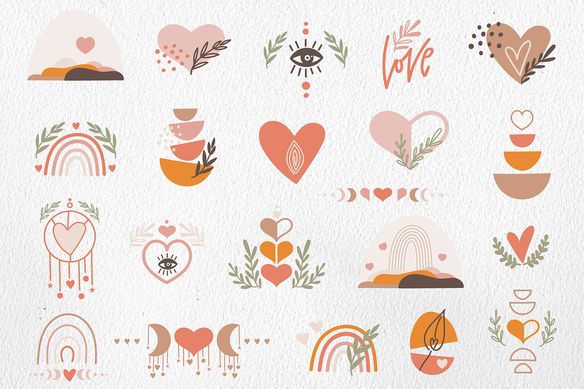 Boho Hearts and Shapes Collection, a Decorative Illustration by DearLetters (Photo 3 of 10)