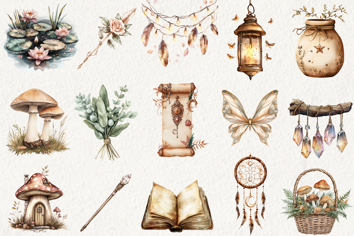 Boho Fairy Clipart, an Illustration by NadiaTheronArt (Photo 2 of 5)