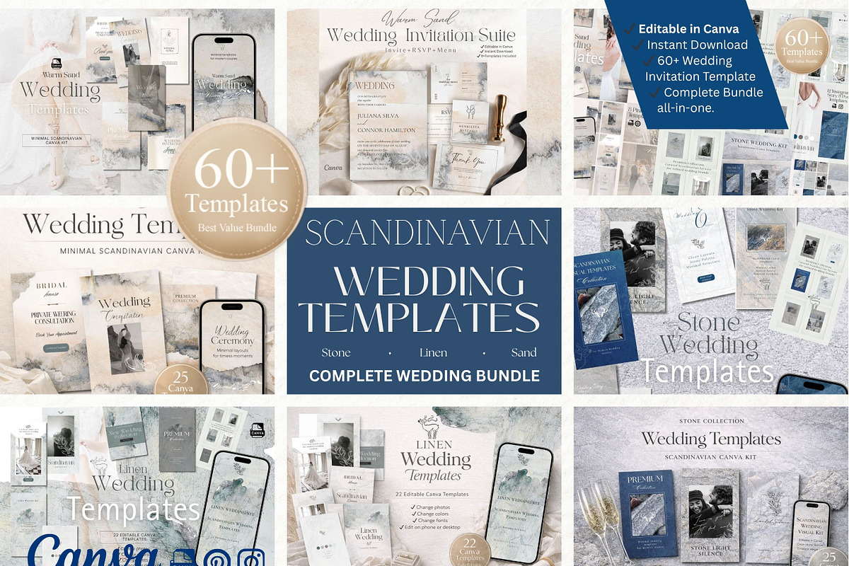 Scandinavian WeddingTemplates Bundle, a Social Media Template by Alisa Mikibith Art (Photo 1 of 23)