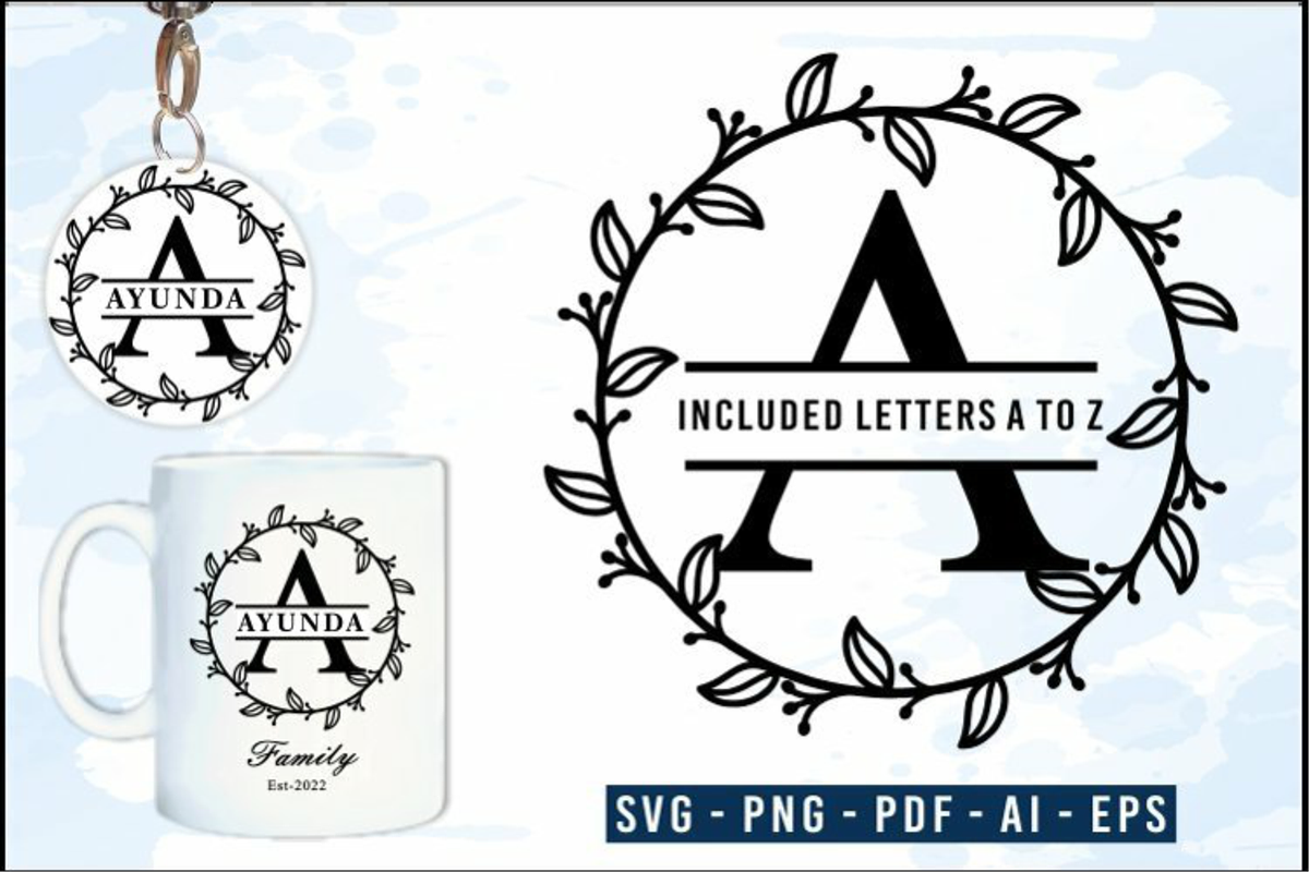 Monogram Keychain SVG, Split Letter, an Illustration by D2PUTRI (Photo 2 of 2)