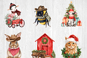 Vintage Christmas Farm Clipart, a Seasonal Illustration by LA Design (Thumbnail 4 of 9)