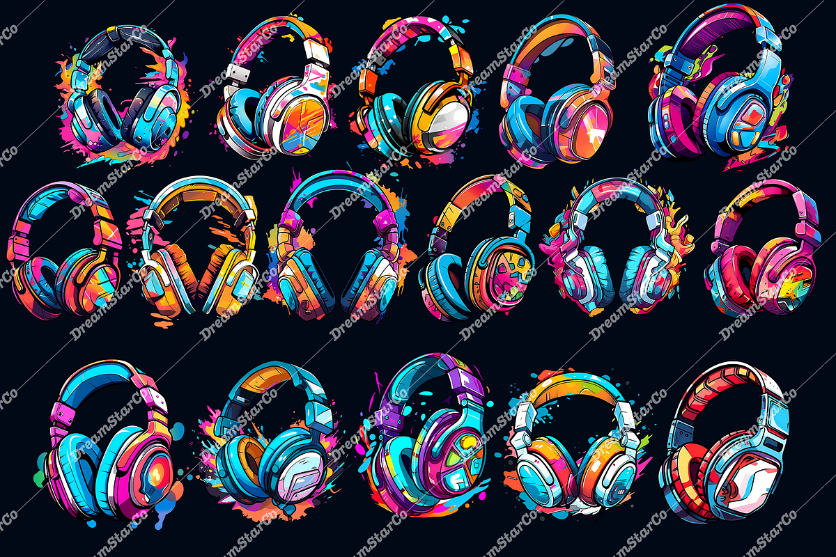 Colorful Digital Art Headphones, an Object Graphic by DreamerStarCo (Photo 3 of 4)