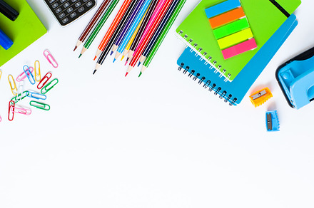 School and office supplies stock photo containing above and accessories, a Business Photo by Nadia-nb