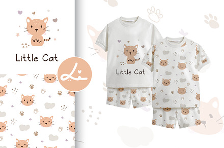 Seamless pattern with cute cat