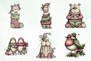 Whimsical Christmas Animals Clipart, an Illustration by Creative Art (Thumbnail 5 of 11)