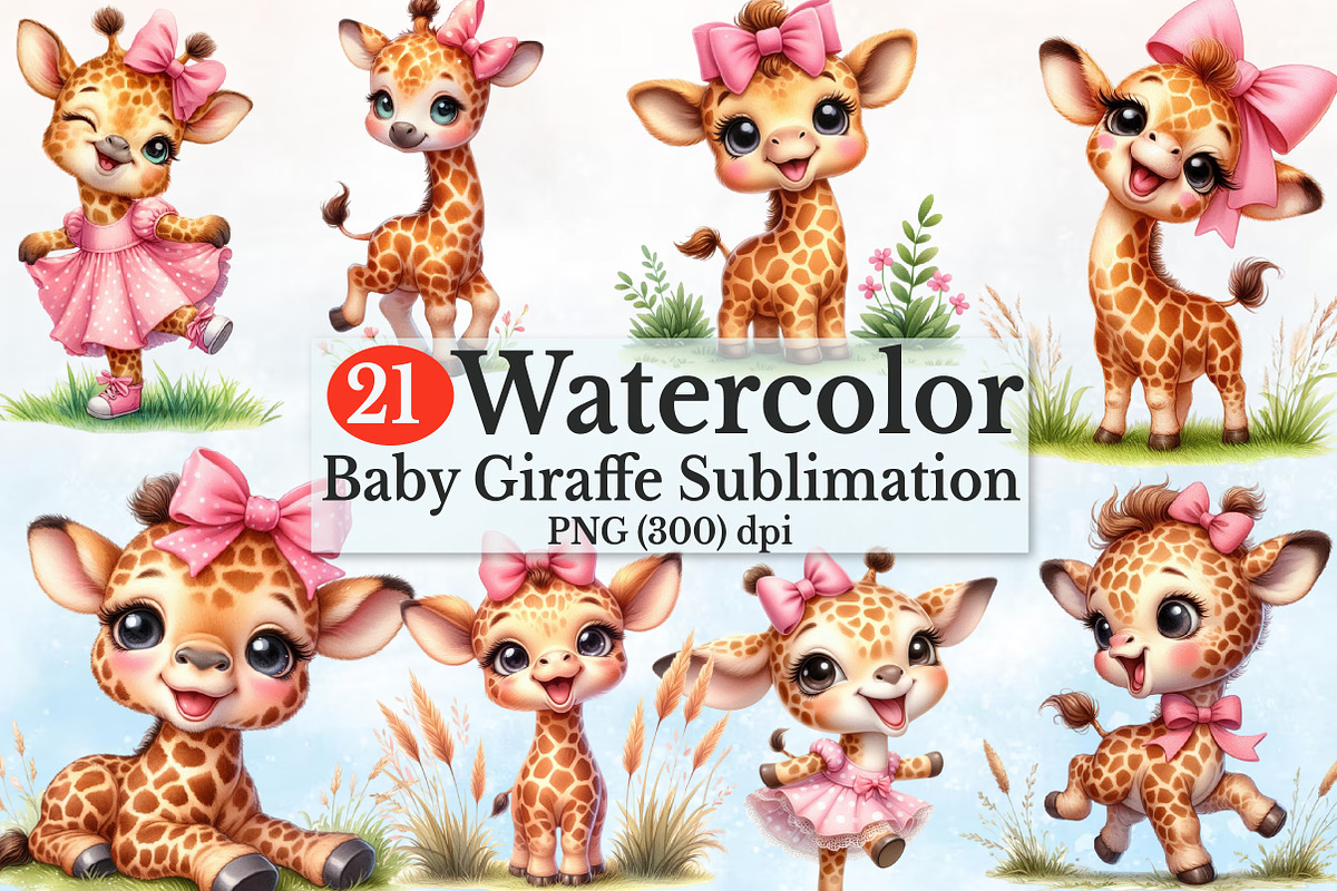 Adorable Baby Giraffe with Pin, a Seasonal Illustration by Rose Art (Photo 1 of 7)