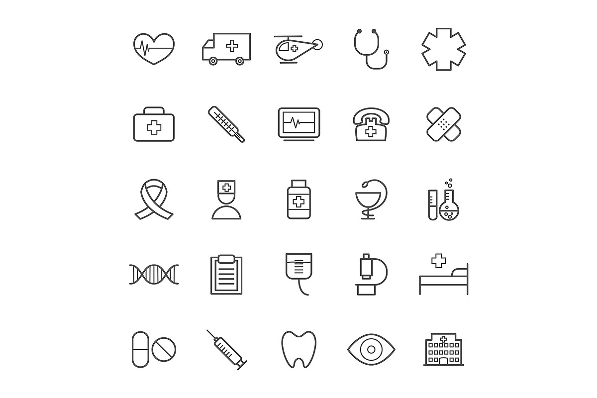 25 vector line medical icons, an Outline Icon by Irina Romanova