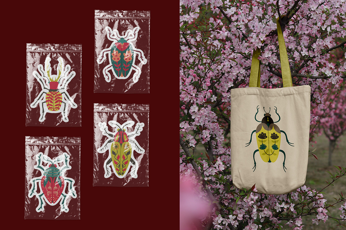 Folk art insects. Beetles collection, a Decorative Illustration by Neliakott ♥ (Photo 8 of 10)