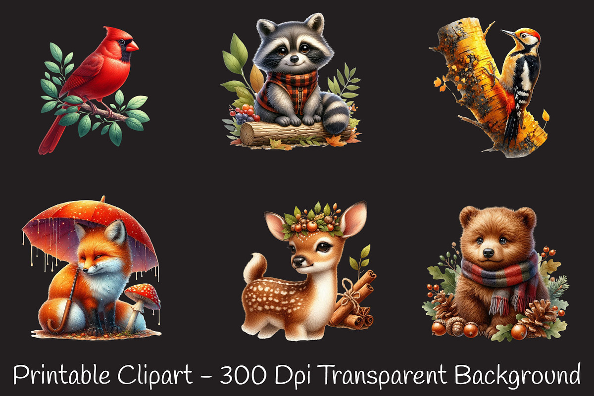 Autumn Forest Animals Sublimation, a Seasonal Illustration by RobertsArt (Photo 7 of 7)