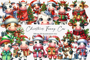 Christmas Funny Cow Clipart, an Illustration by Designworld