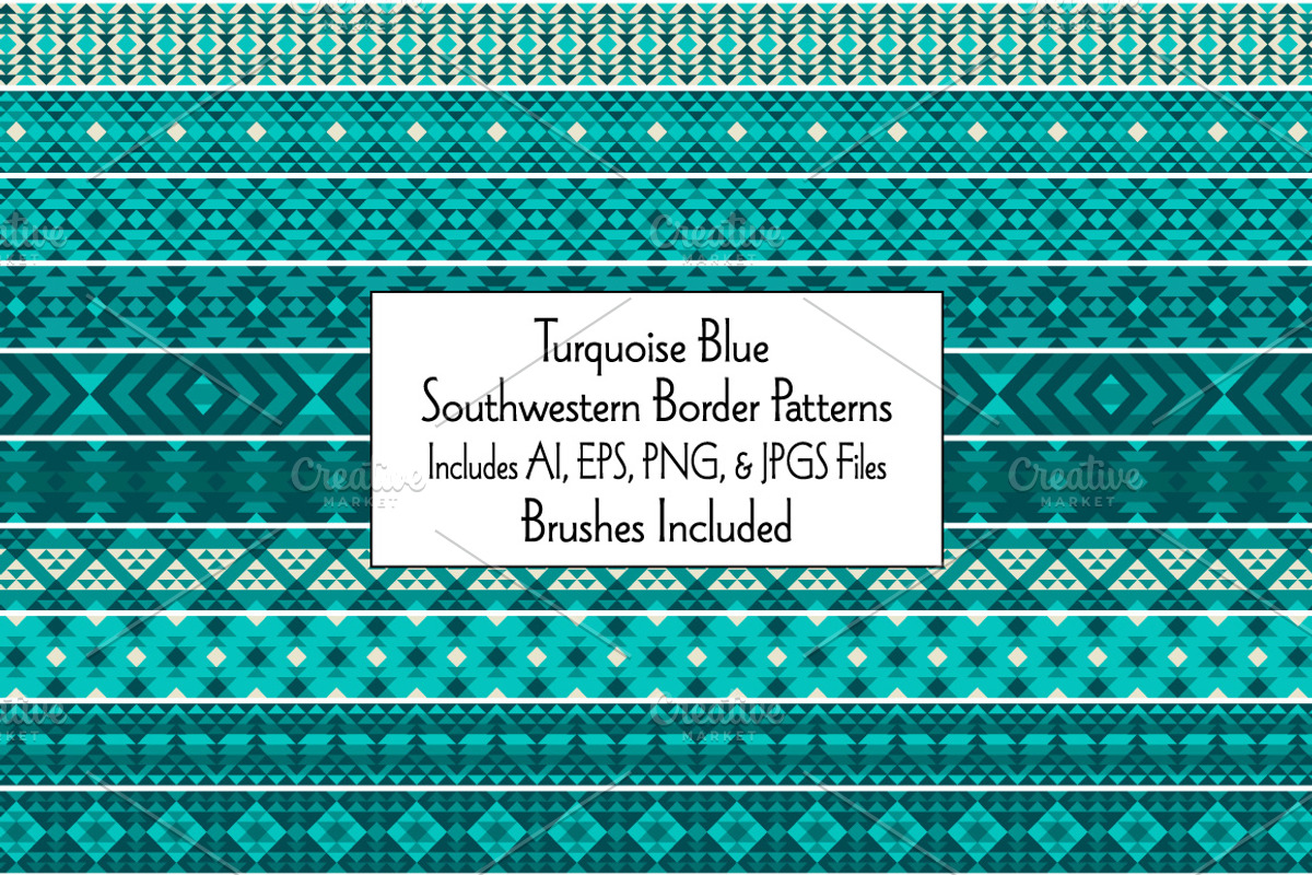 Blue Southwestern Border Patterns, a Brush Add-On by Melissa Held Designs (Photo 1 of 3)