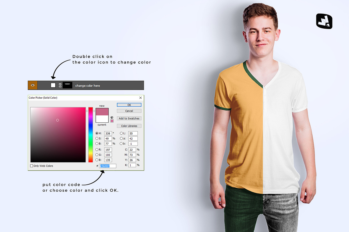 Men's Vneck Tshirt Mockup, a Shirt Mockup by Designertale (Photo 3 of 12)