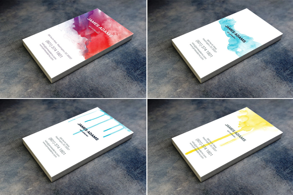 15 Watercolor Business Cards, a Business Card Template by cesgra (Photo 4 of 5)