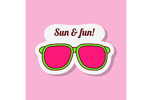Sun and fun cartoon travel sticker, an Object Illustration by okskukuruza