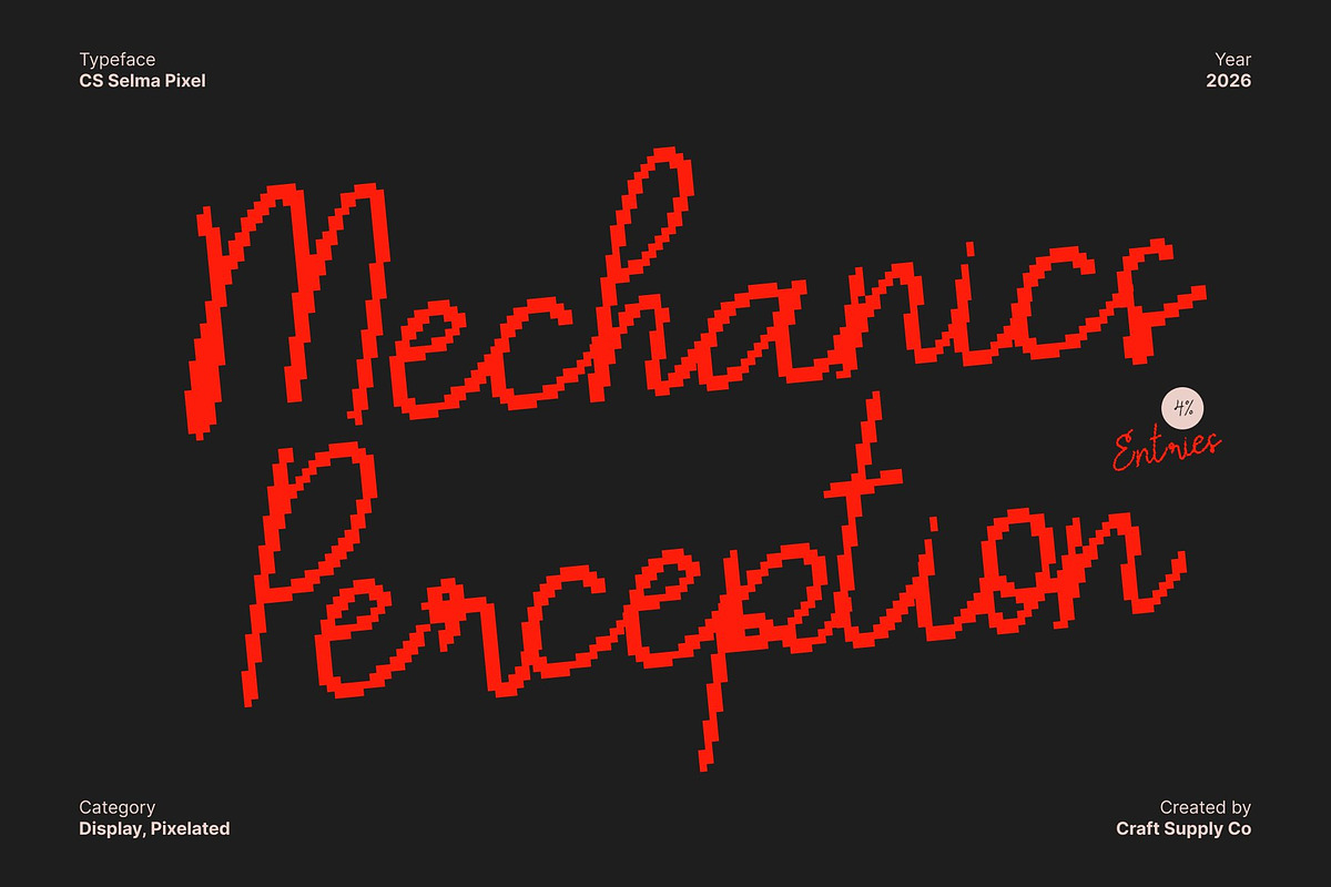 CS Selma Pixel, a Script Font by Craft Supply Co. (Photo 4 of 8)