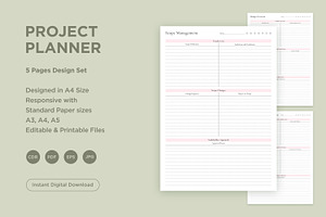 Project Planner Pages Set V-08, a Stationery Template by shahsoft