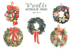 Watercolor Wreaths Clipart