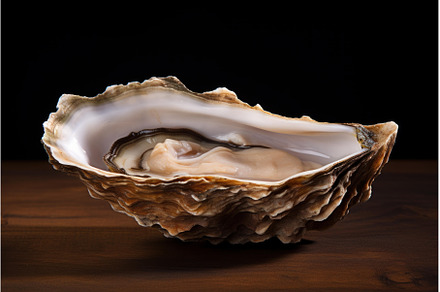 Oyster open shell. Generate Ai, a Food & Drink Photo by Ylivdesign