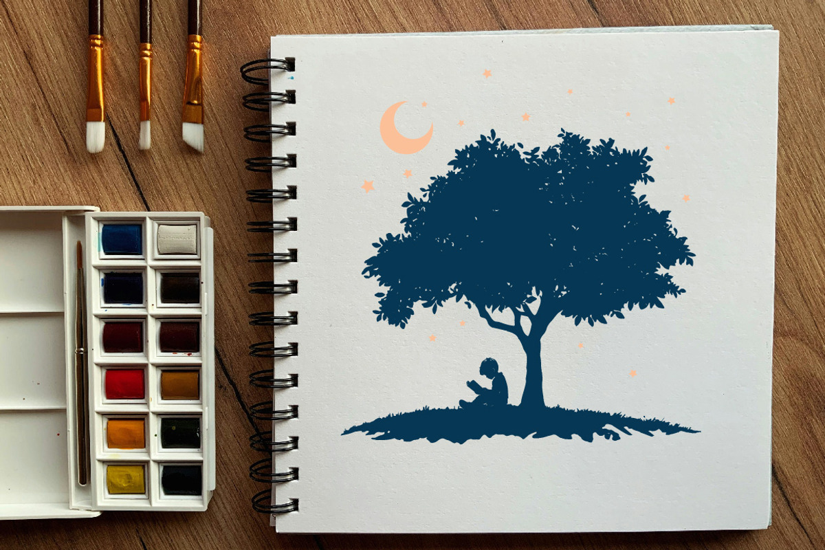 15 Boy Reading Book Under Tree, an Illustration by jongcreative (Photo 2 of 4)