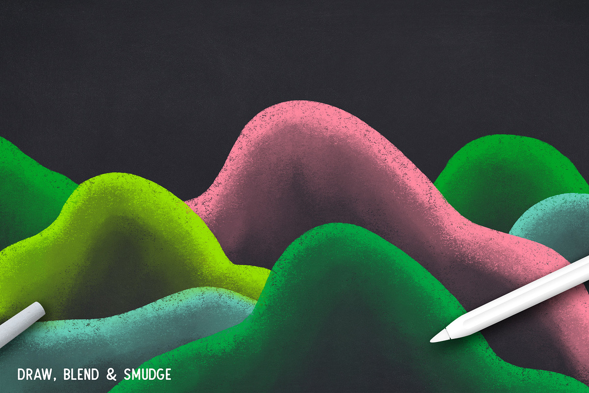 CHALK BRUSHES FOR PROCREATE, a Brush Add-On by seamless team (Photo 6 of 6)
