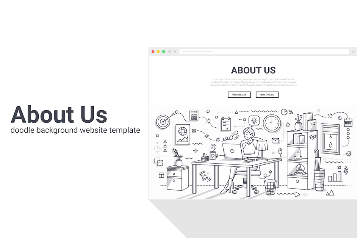 About Us Doodle Background Template, a Work Illustration by Flat Icons (Photo 1 of 2)