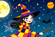 Little Witch and Halloween Black Cat, a Person Illustration by Sharon Schwalbe (Thumbnail 2 of 2)