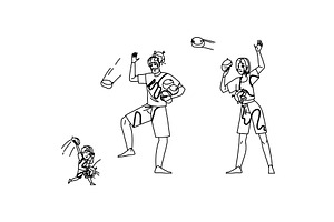 children family balloon fight vector, a Person Illustration by pikepicture