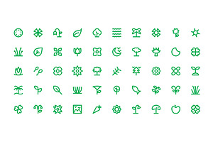 225 Nature Line Icons Set