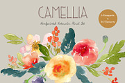 Camillia - Watercolor Floral Set, an Illustration by SmallHouseBigPony (Thumbnail 2 of 6)