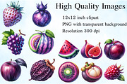Watercolor Purple Fruit Clipart, an Illustration by Craft Nest (Thumbnail 2 of 5)