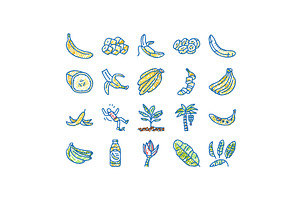 banana fruit food yellow white icons, an Object Illustration by pikepicture