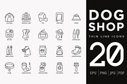 Dog Shop | 20 Thin Line Icons Set, an Outline Icon by Alex Blogoodf (Thumbnail 1 of 11)