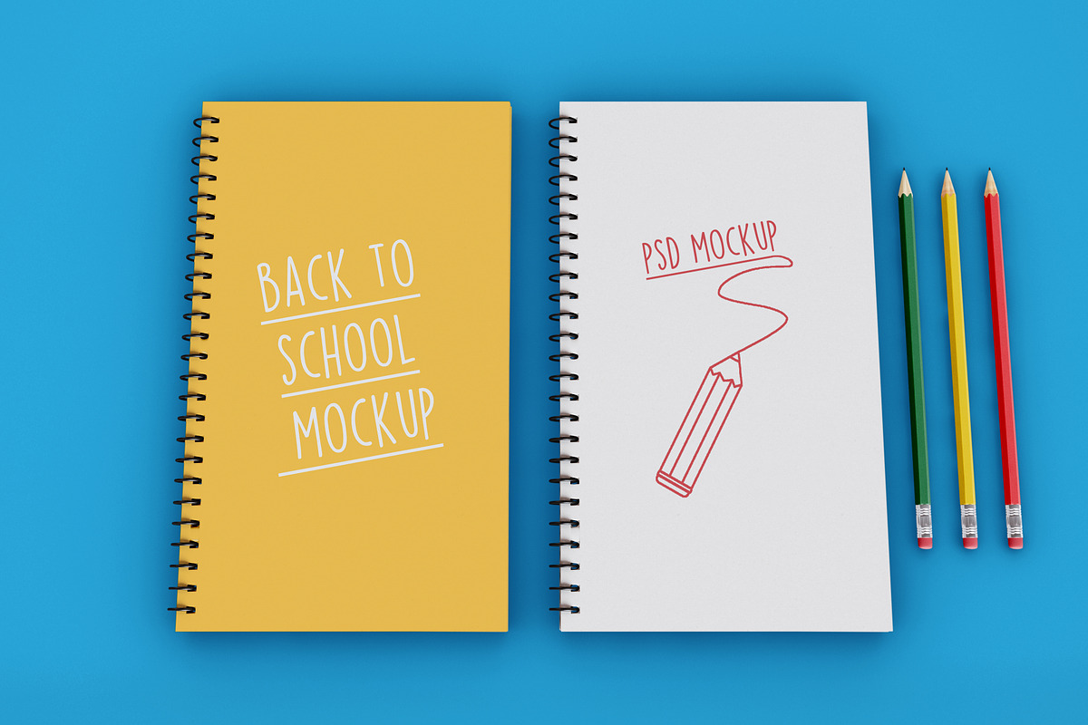 Two Spiral Notebook Mockup, a Print Template by Mego-studio