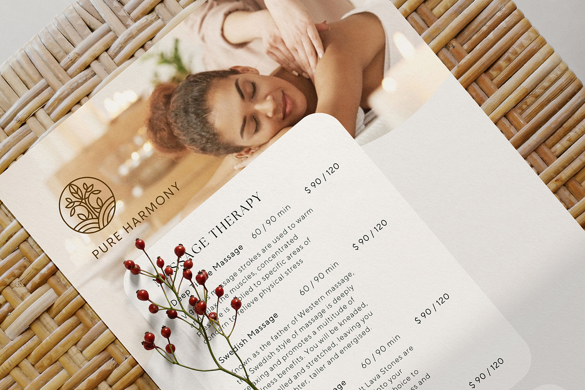 Massage Spa Price List & Flyer, a Marketing Template by White Dreamers (Photo 6 of 10)