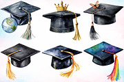 Watercolor Graduation Cap Clipart, a Seasonal Illustration by Canvas Craft (Thumbnail 2 of 5)