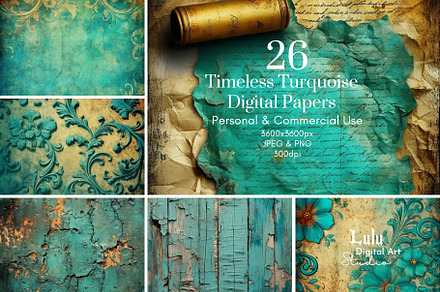 Timeless Turquoise Digital Papers-26