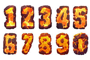 numbers lava cartoon set. fire stone, an Object Illustration by Stock-Smart-Start