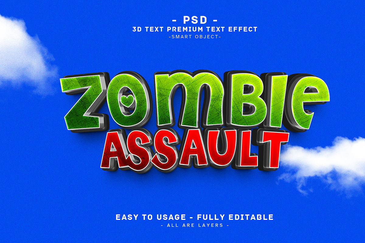 Zombie Assault 3D Editable Psd Text, a Layer Style Add-On by Md Jahidul99