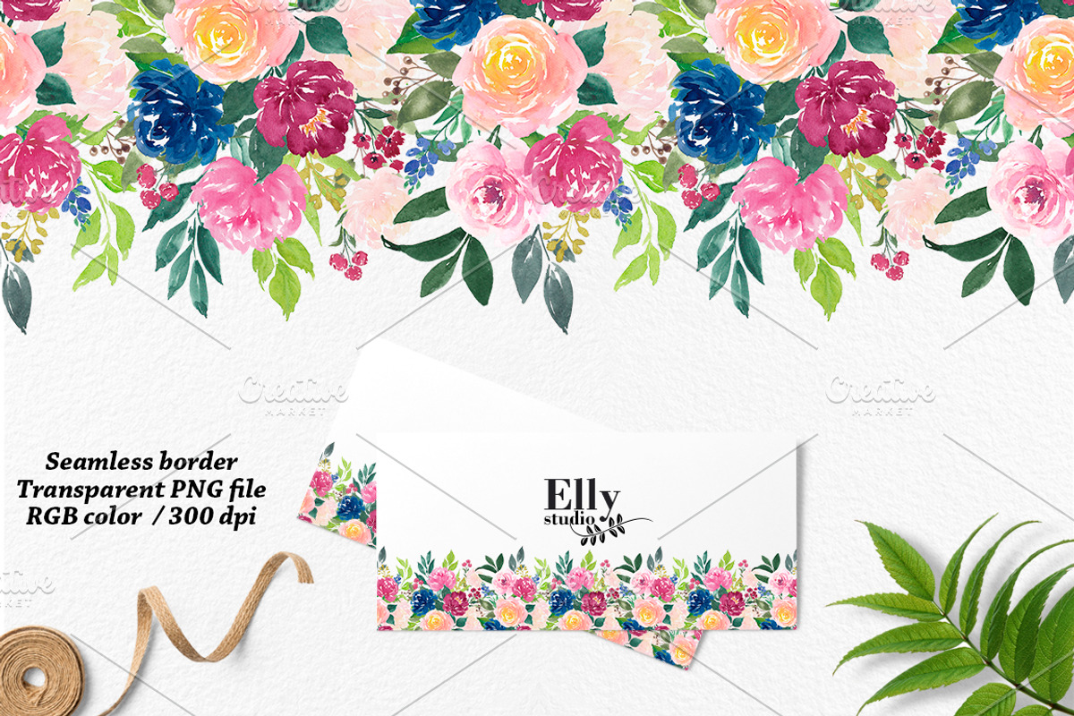 Watercolor flowers clip art, an Illustration by Elly Studio (Photo 6 of 9)