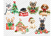 Christmas Puppies Clipart, a Seasonal Illustration by GlamArtZhanna (Thumbnail 5 of 6)