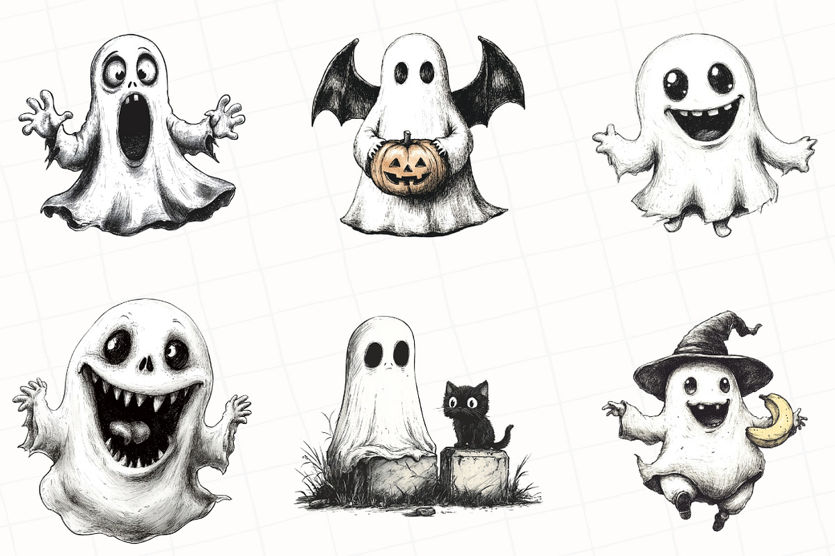Halloween Quirky Ghost Clipart, an Illustration by OK Design (Photo 4 of 5)